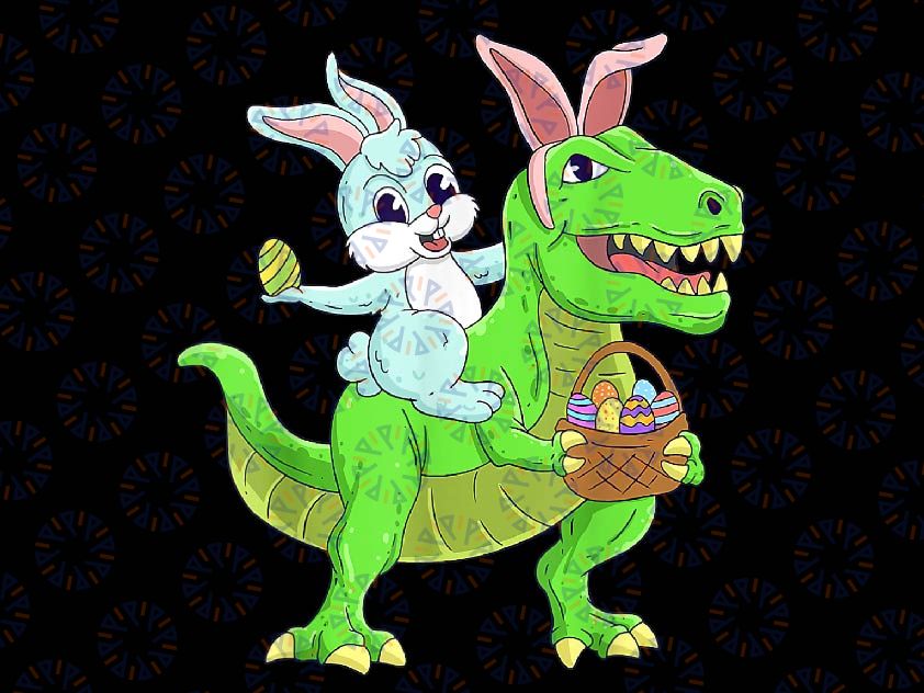 Easter Bunny Riding Dinosaur T Rex Easter Egg Png, Cute Bunny Png, Easter Day Png, Digital Download