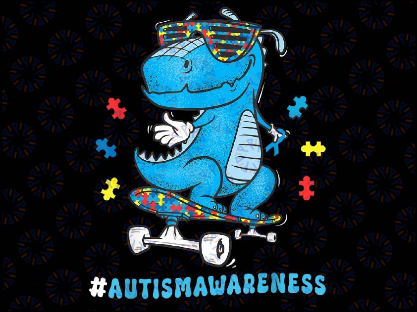 Kids Dinosaur Skateboarding Autism Awareness Choose Kindness Png, Dino Autism Png, Autism Awareness Png, Easter Day, Digital Download