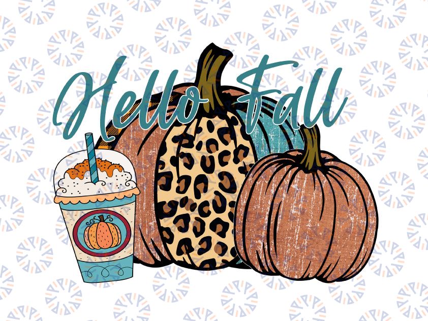 Leopard Print Pumpkin Hello Fall PNG, Autumn Leopard Print Sublimation, Fall Png Designs, Fall Sign, Autumn Png Printing, Digital Download