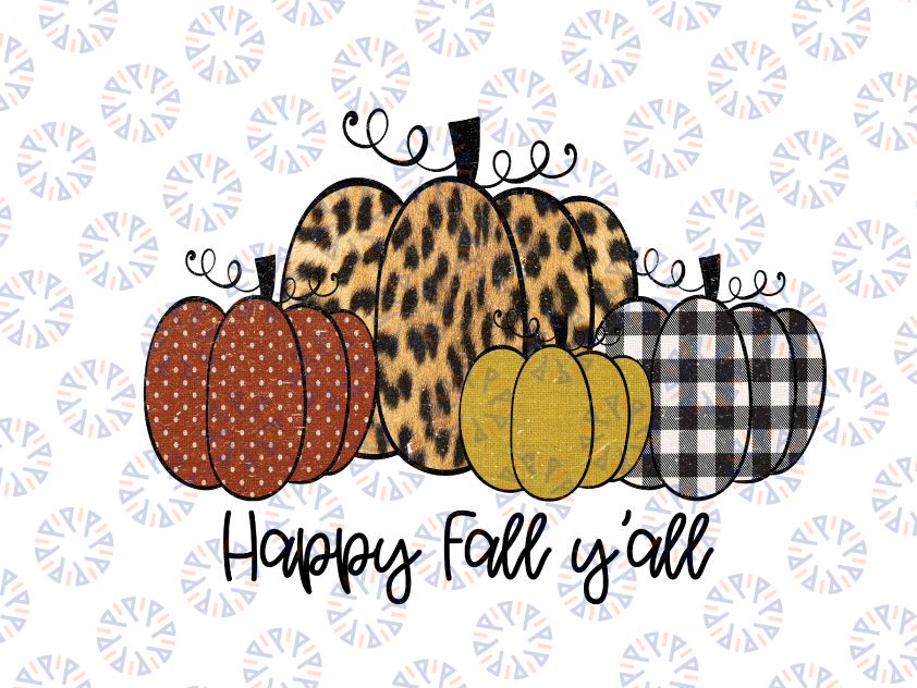 Happy fall yall PNG pumpkins sublimation design download, Happy fall y'all PNG, Autumn sublimation, Leopard cheetah pumpkin png