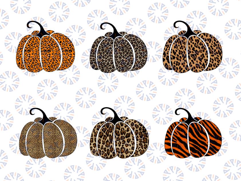 Leopard Pumpkin Clip Art Bundle, instant download, Fall Png Designs, Autumn Png Printing, Digital Download
