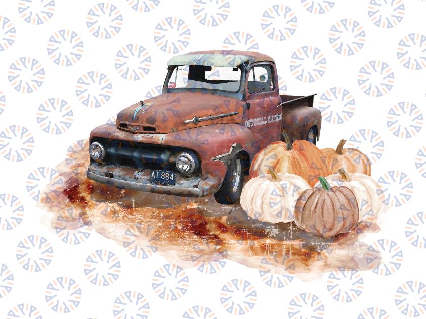 Truck With Pumpkins, Autumn Sublimation, Autumn Leaves, Sublimation Design, Fall Truck,  Fall Sign, Autumn Png Printing, Digital Download