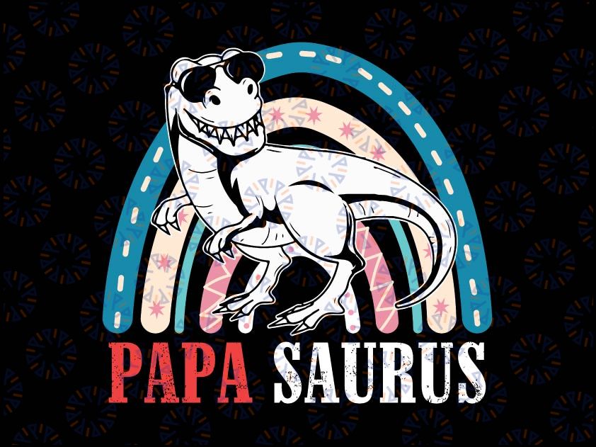 Papasaurus T Rex Svg, Dinosaur Papa Saurus Rainbow Svg, Father's Day Svg, Father's Day Gift, Dinosaur Dad Svg, Gift for New Dad, Dinosaur Party