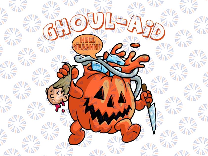 Cool Ghoul Aid Funny Ghoul Pumpkin Cute Meme Halloween PNG, Halloween Pumpkin png, Scary Pumpkin Png,Happy Halloween Png