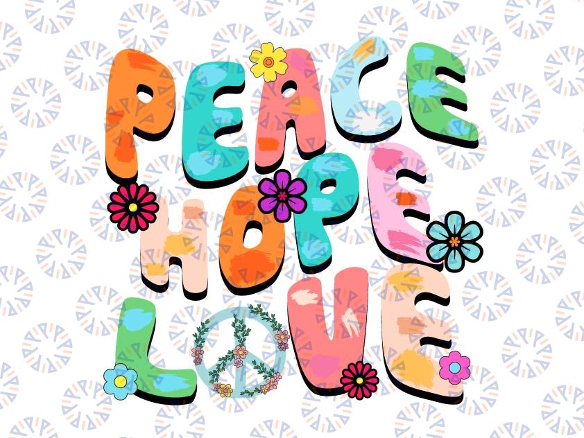 Peace Hope Love 60s 70s Hippie Halloween Svg, Funny Halloween Shirt SVG, Svg, Png, Files for Cricut, Sublimation