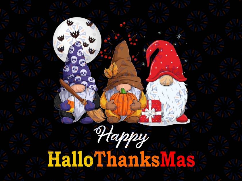 Happy Hallothanksmas Png, Gnome Png, Halloween Png, Thanksgiving Png, Png, Gnome Hallothanksmas Sublimation Designs Downloads