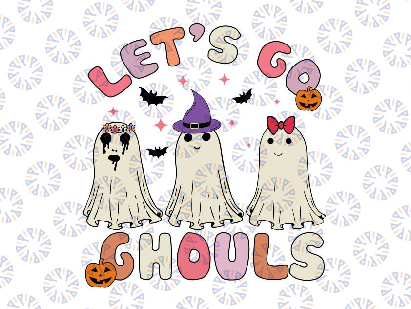 Groovy Let's Go Ghouls Svg, Halloween Ghost Svg, Halloween Boo Svg, Pumpkin patch Cut File, Halloween Clipart Cut Files