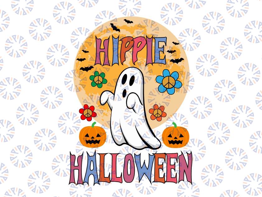 Hippie Halloween 70’s Vibes Png, Halloween Shirt PNG Design, cute ghost png transfer, Spooky Season, Boho Halloween png