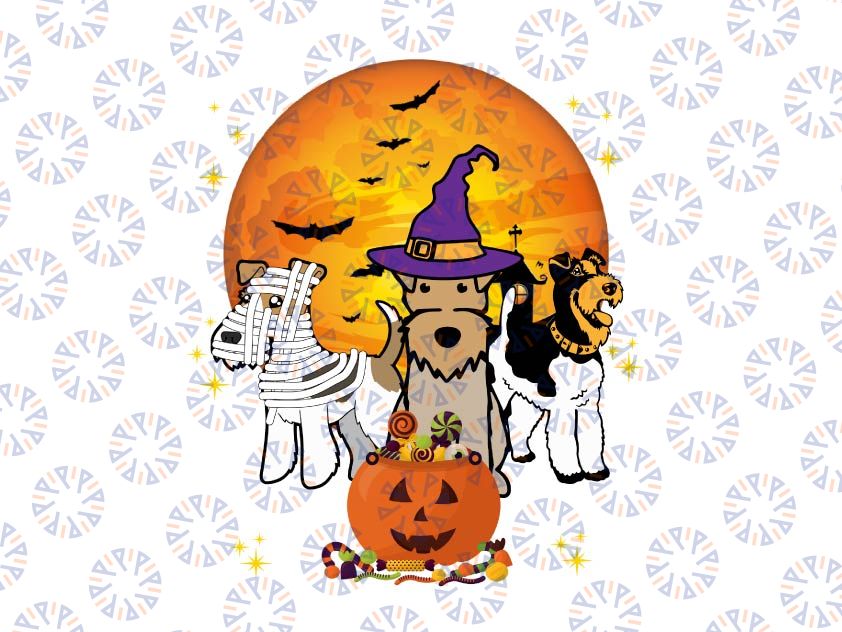 Three Wire Fox Terrier Pumpkin Halloween Dog Lover PNG Sublimation Happy Halloween Digital Download