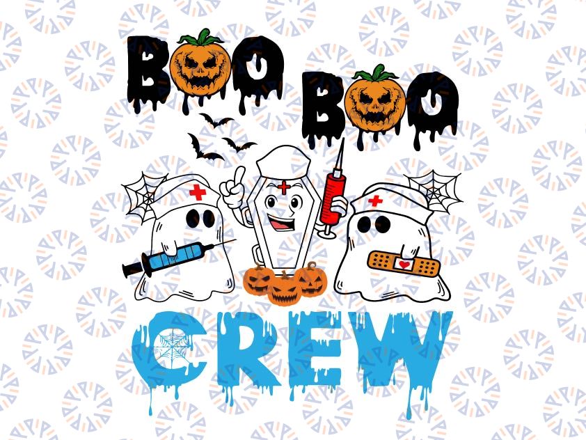 Boo Boo Crew Nurse Halloween Ghost, Nurse Halloween Png, Ghost Nurse Png, Nurse Png, Halloween Png, Sublimation Design Downloads