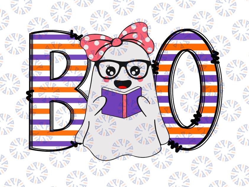 Boo Halloween Groovy Svg, Spooky Boo Crew Girls Svg, Cute Halloween Girl Ghost Png, Halloween Cut File