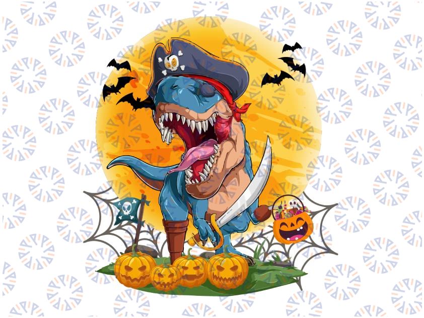 Dinosaur T Rex Pirate Bat Png, Funny Halloween Png, Ghost Dinosaur T rex Png Funny Boo Halloween Png Boys Pumpkin png