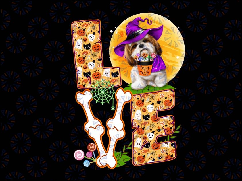 Love St Bernard Witch Pumpkin Png, Scary Halloween Dog Png, sublimation graphics designs