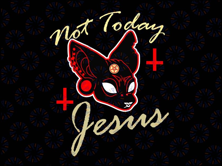 Not Today Jesus Svg, Hail Satan Satanic Cat Svg, Satanic Goat Monster Svg, Metal Halloween Svg Cricut Cut File