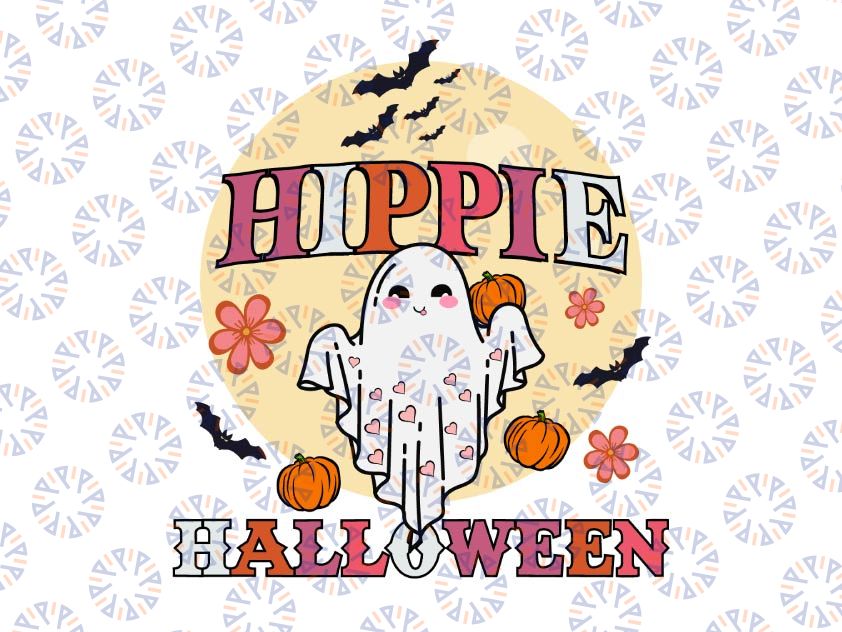 Hippie Halloween Png, Halloween Png Sublimation Design, Retro Halloween Png, Fall Png, Spooky Png, Ghost Png, Pumpkin Png