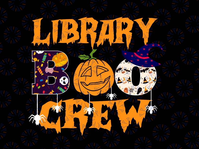 Library Boo Crew Png, School Librarian Halloween Png, Library Book Png, The Boo Crew Png, Halloween Gift Sublimation Designs