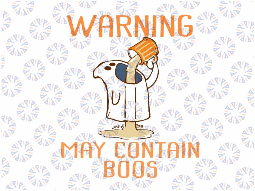 Warning May Contain Boos Svg, Cute Ghost Halloween Svg, Funny Fall and Halloween Svg Png