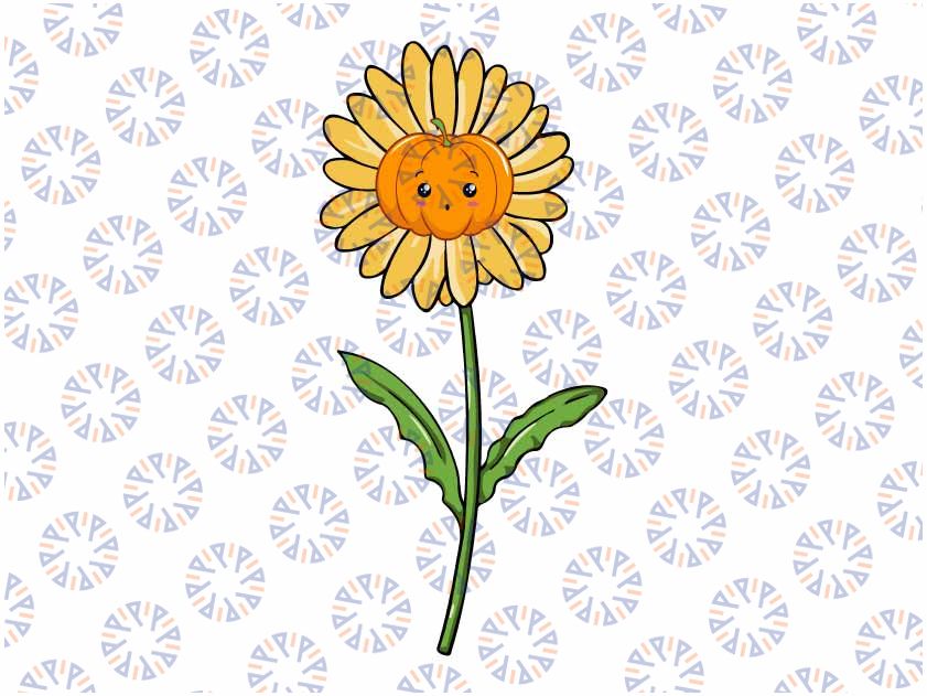 Halloween Pumpkin Daisy Flower Svg, Cute Halloween Graphic Retro Svg, Fall Autumn Svg Png