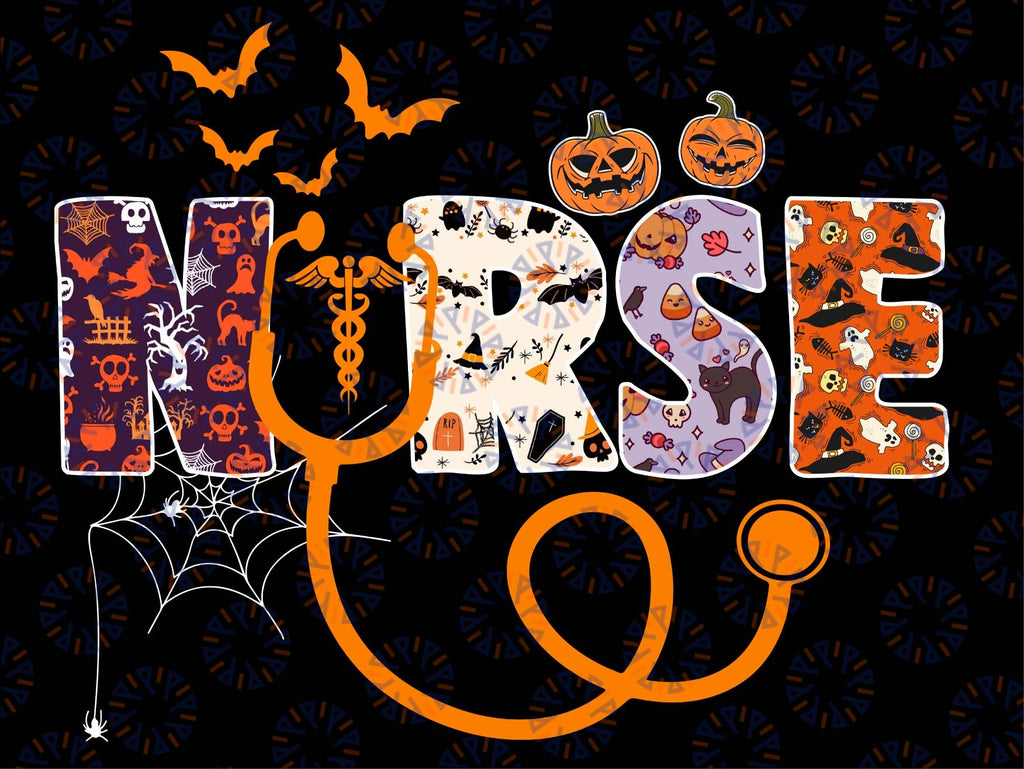 Halloween Nurse Png, Nursing Cute Health Worker Png, Spider Western, Pumpkin Png, Spooky Png, Nurse PNG, Sublimation Design, Digital Download