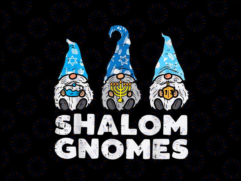 Shalom Gnomes Funny Jew Hanukkah Pajamas PNG, Chanukah Shalom Gnomes, Menorah Hanukkah, Hanukkah Jewish Holiday Gift PNG Sublimation Design