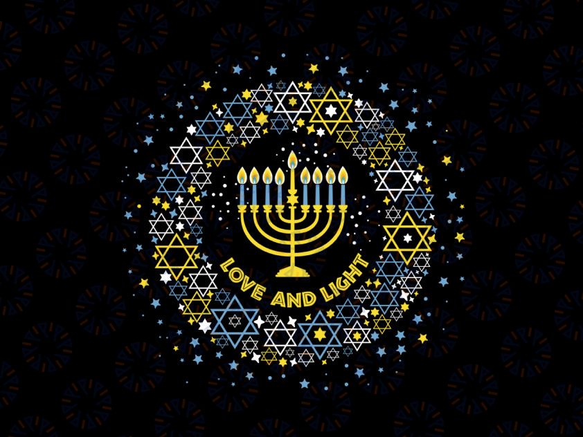 Love and Light Hanukkah PNG, Jew Menorah Jewish Chanukah PNG, Love And Light Menorah Hanukkah, Hanukkah Jewish Holiday Gift PNG Sublimation Design