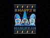 Happy Hanukkah Ugly Christmas Gnome PNG, Gnomies Menorah Dreidel PNG, Hanukkah Jewish Holiday Gift PNG Sublimation Design