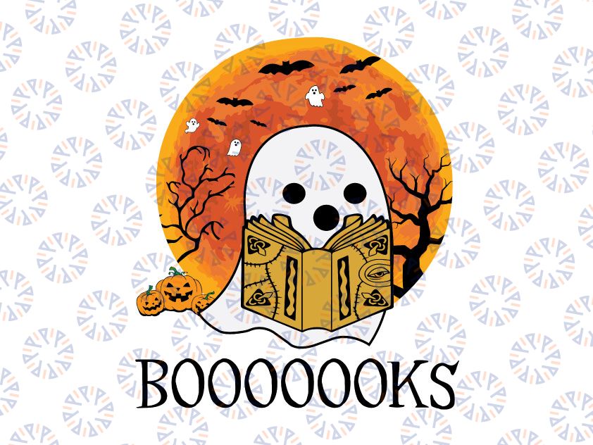 Halloween Reading SVG, PNG, Ghost Books, Librarian Halloween, Teacher, Booooks, Digital file, Sublimation, Cut file