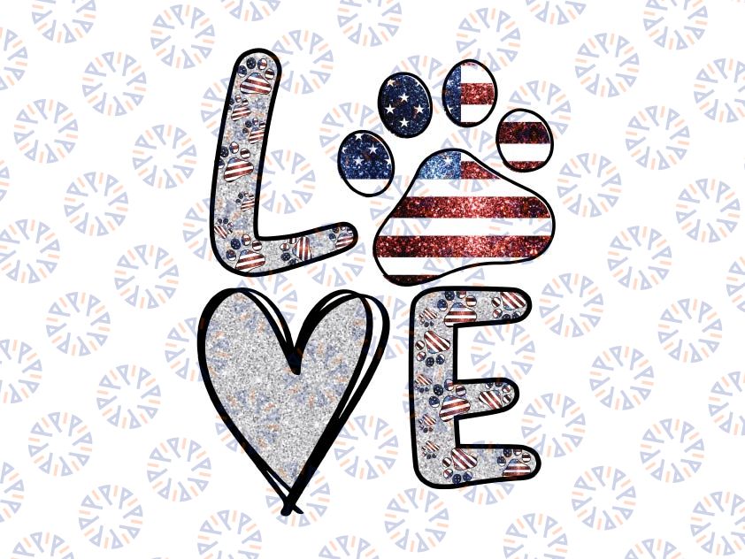 Dog Lover Paw Png, Happy Independence Day Png, 4th Of July USA Flag Png, 4th of July Paw Prints Png, Leopard Plaid Paw Patriotic American Flag Png