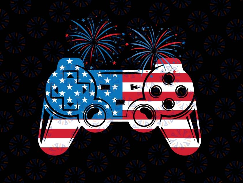 American Flag Video Game Svg, Controller Happy 4th Of July Gamer Svg, American Flag Video Game Controller Digital File