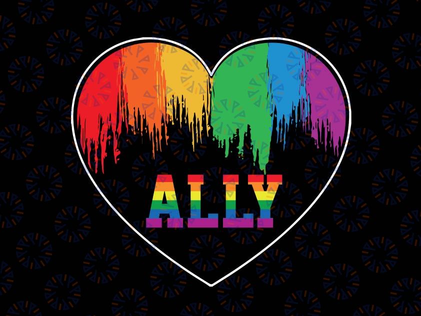 Hearts Lgbt Equality Svg, Love LGBTQ Rainbow Flag Svg, LGBTQ+ Ally Design, Gay Pride, I’m An Ally Cricut Cut File