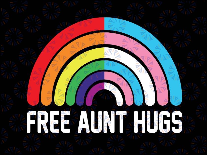 Free Aunt Hugs Svg, Rainbow Transgender Flag Svg, LGBTQ Gay Pride Svg, LGBT Svg, Aunt Gift, LGBT Svg, Gay Svg