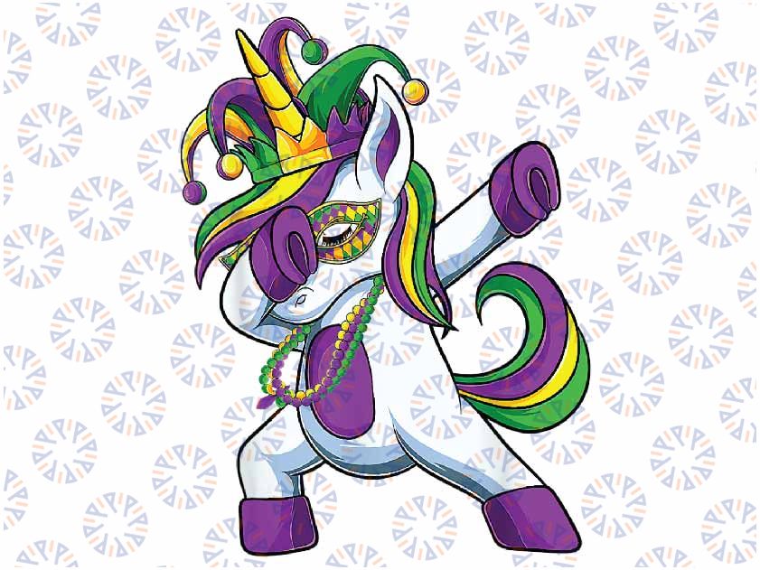 Dabbing Jester Unicorn Mardi Gras Png,Unicorn Mardi Gras Mask Png , Dabbing Unicorn Mardi Gras Kids, Design Download