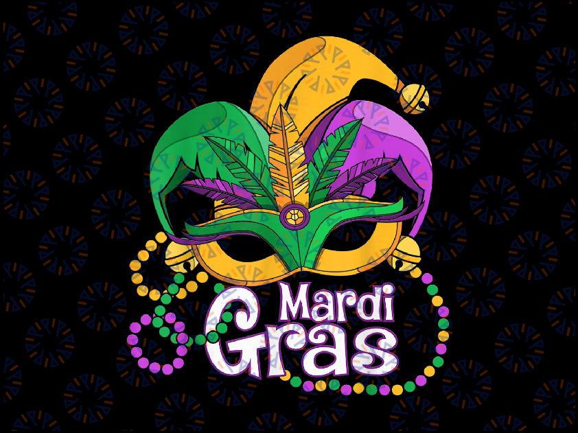 Mardi Gras Design Mardi Gras 2022 Beads Mask Feathers PNG Funny Design Fat Tuesday, Mardi Gras Carnival Party Mardi Gras Mask PNG Sublimation