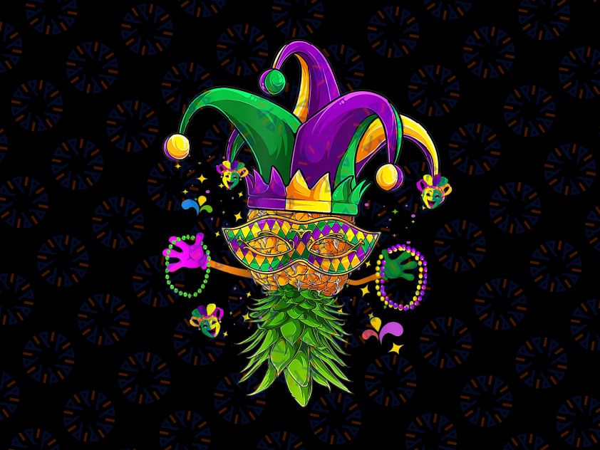 Upside Down Pineapple Mask Mardi Gras Mardi Gras Carnival Party Mardi Gras, Jester Hat PNG Sublimation