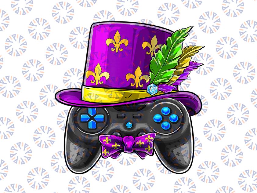 Mardi Gras Video Game Controller Jester Hat PNG Game Lover, Gamer Mardi Gas, Fat Tuesday Festival PNG Sublimation