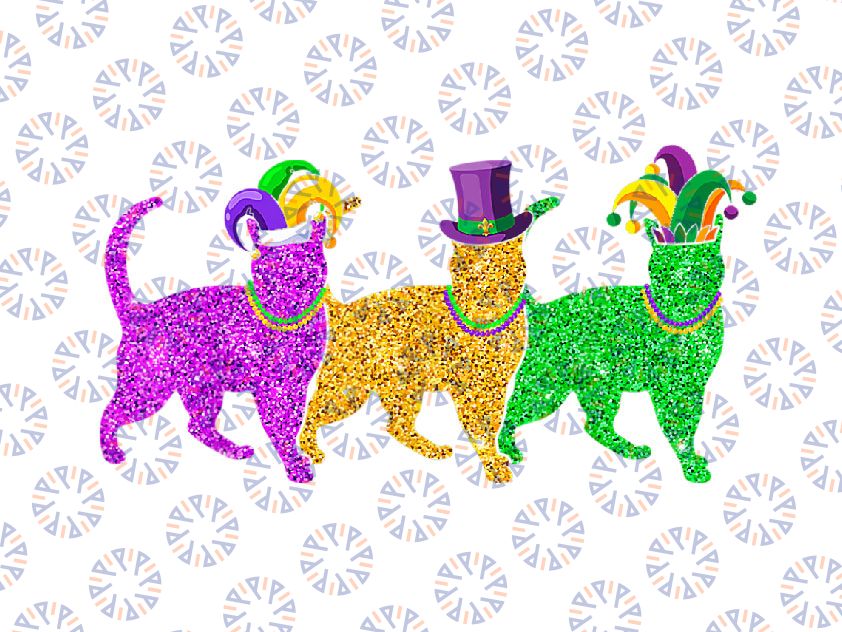 Cats Kitten Kitty Mardi Gras Festival Party PNG Funny Design Fat Tuesday, Mardi Gras Carnival Party Mardi Gras New Orleans PNG Sublimation