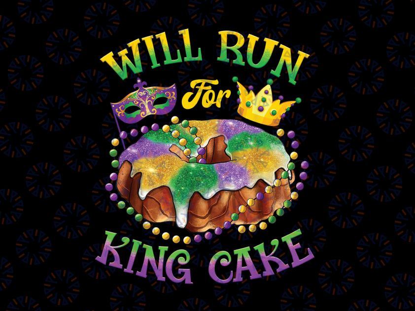 Mardi Gras Y'all New Orleans Will Run for King Cake PNG, Beads Bling Donuts Png, Mardi Gras New Orleans, Mardi Gras Parade Running Png