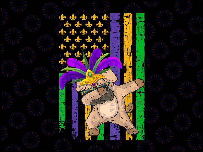 American Flag PNG, Mardi Gras pug Dog Festival Png, Puppy Lover Png, Fleur de Lis Png