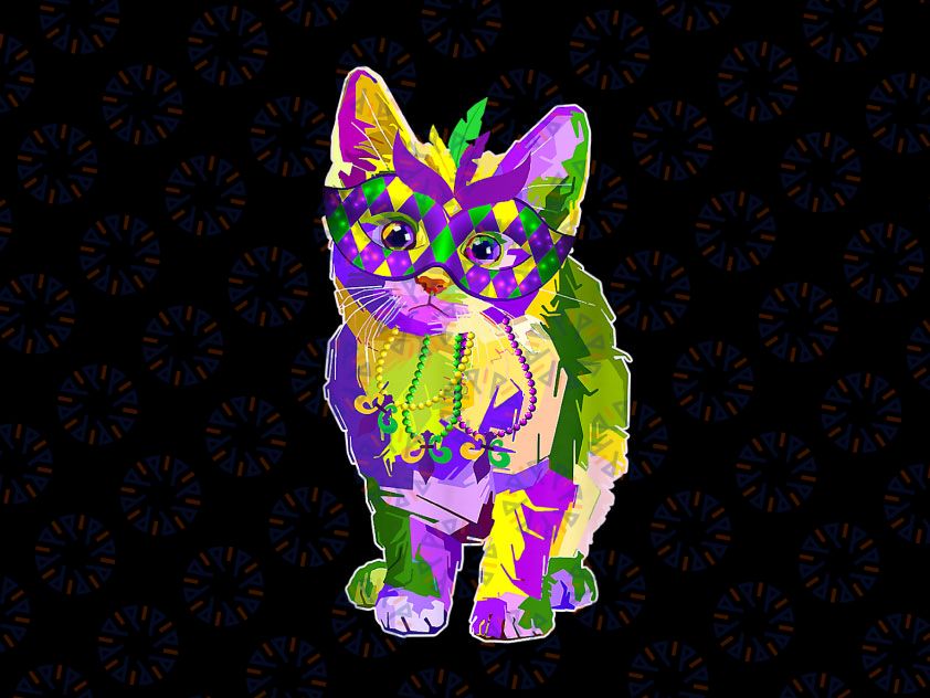 Cute Cat Wearing Carnival Mask PNG, Mardi Gras Cat Lover Png, Cats Lovers Mardi Gras Png, Mardi Gras Carnival Party Png, Fat Tuesday Png