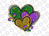 Colorful Mardi Gras PNG, Hearts Love With Purple Green Gold Png, Mardi gras Sublimation Designs, Mardi Gras Png files for Sublimation Files