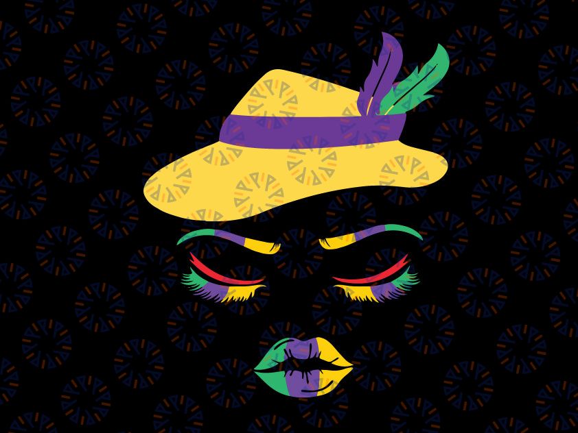 Mardi Gras Lips Woman Face Svg, Carnival Parade Masquerade Party Svg, Mardi Lips Svg, Lips Svg, Mardi Kiss Svg Silhouette, Cricut