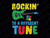 Rockin To Different Tune Svg Png, Guitar Autism Awareness Music Kids Svg, Kids Autistic Svg, Girls Boys Autism Awareness Svg