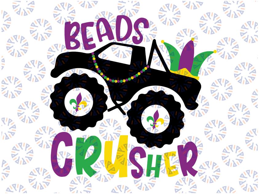 Beads Crusher Svg, Monster Truck For Boys kids Svg, Mardi Gras Monster truck SVG, Mardi Gras Boy SVG, Digital cut files