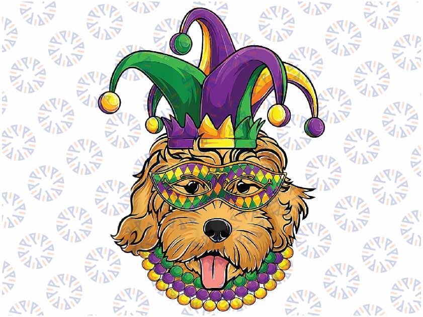 Funny Mardi Gras Dog Apparel, Golden Doodle Dog Mom Dad Png, ,Mardi Gras Png, Digital download