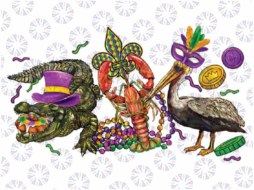 Womens Mardi Gras ABC Alligator Brown Pelican Crawfish Louisiana Png, ,Mardi Gras Png, Digital download