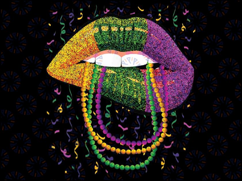 Mardi Gras Lips Queen Beads outfit for women Carnival Png, ,Mardi Gras Png, Digital download