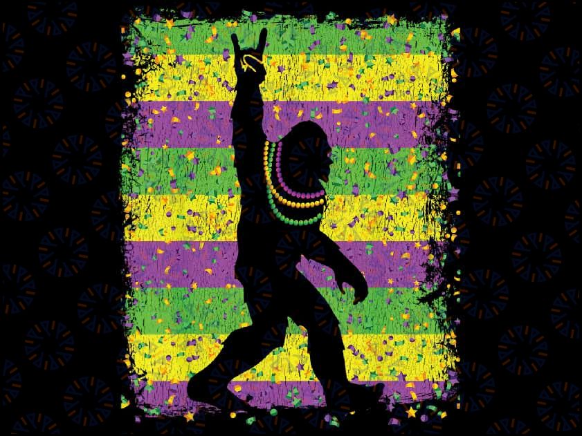 Bigfoot Mardi Gras Sasquatch Funny Png, ,Mardi Gras Png, Digital download