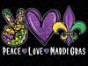 Peace Sign Heart Fleur De Lys Hippie Peace Love Mardi Gras Png ,Mardi Gras Png, Digital download