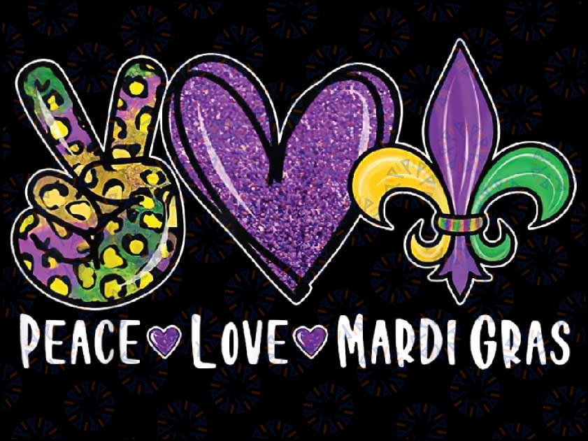 Peace Sign Heart Fleur De Lys Hippie Peace Love Mardi Gras Png ,Mardi Gras Png, Digital download