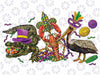 Mardi Gras ABC Alligator Brown Pelican Crawfish Louisiana Png ,Mardi Gras Png, Digital download